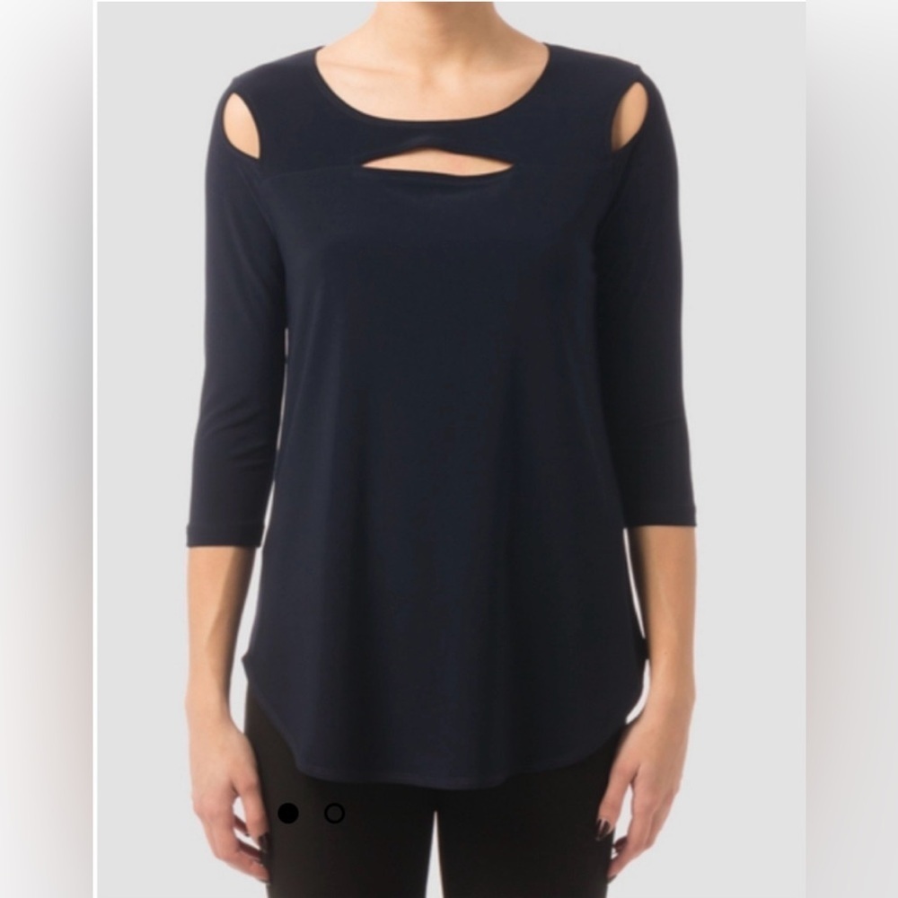 Joseph Ribkoff Black Cutout Sleeve Top Size 8